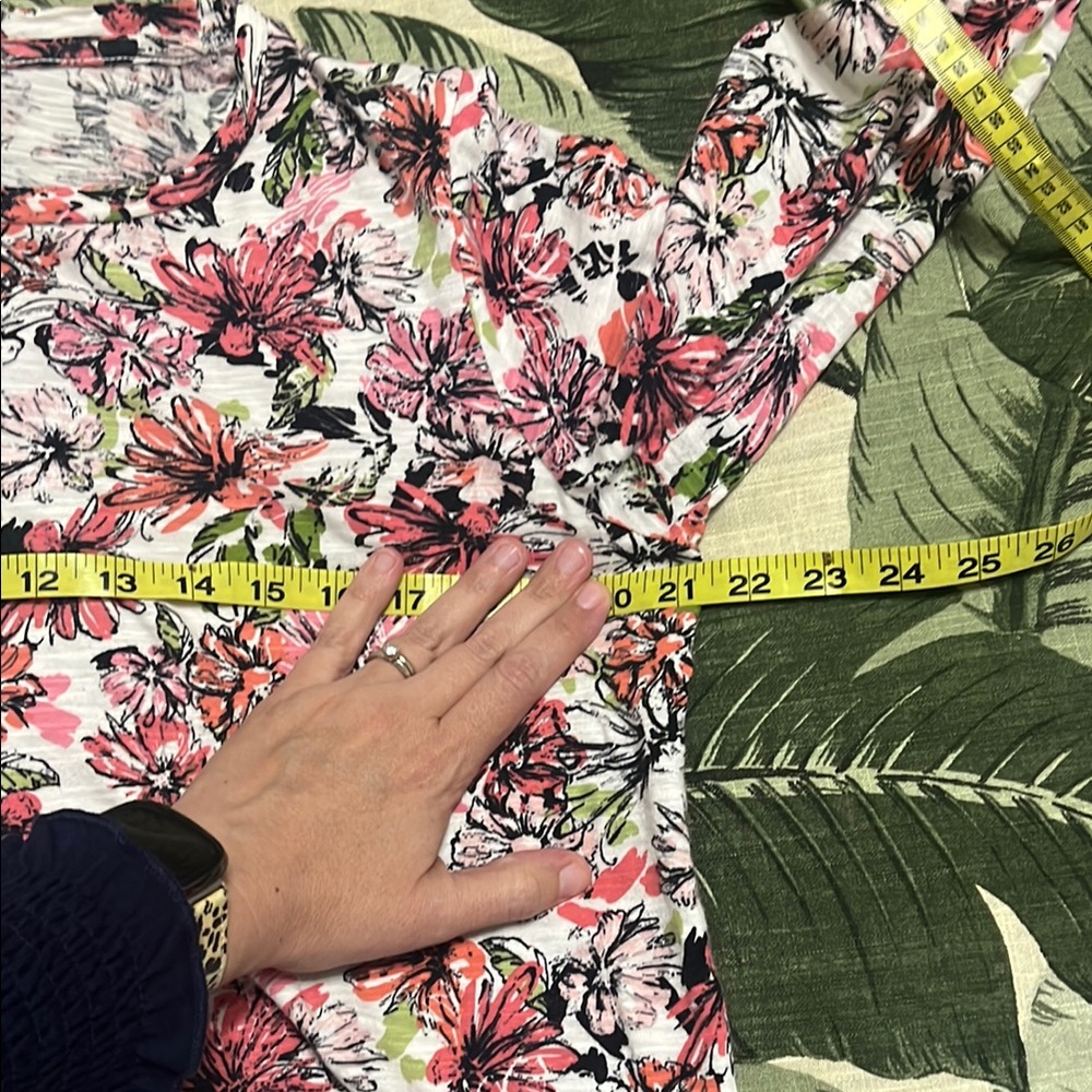 J. Jill Pink and White Floral Tunic 3/4 Sleeve - Picture 9 of 10